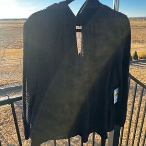 Nine West Black Keyhole Blouse